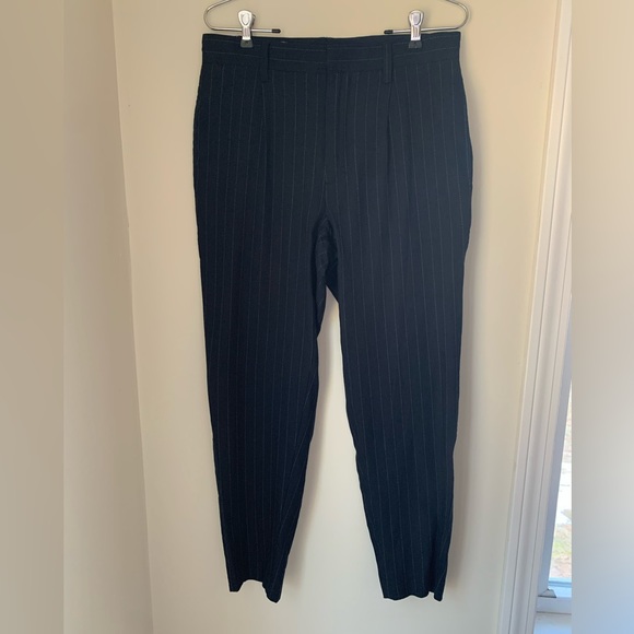 BLDWN Pinstripe Trouser Sz 30 Sato Navy Striped Tencel Cotton Wool Pants NWT - Picture 3 of 12